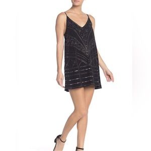 Free People Black Beaded Slip Dress - size small